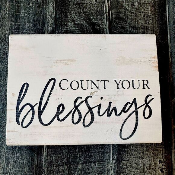 Count Your Blessings Solid Wood Block Decor Sign - Picture 1 of 3